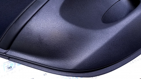 Door trim card rear left Nissan Sentra 13-19 black with black insert cloth, armrest black leather, bumps, scratches, abrasions