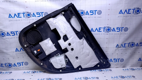 Door trim card rear left Nissan Sentra 13-19 black with black insert cloth, armrest black leather, bumps, scratches, abrasions
