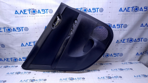 Door trim card rear left Nissan Sentra 13-19 black with black insert cloth, armrest black leather, scuffs, bumps