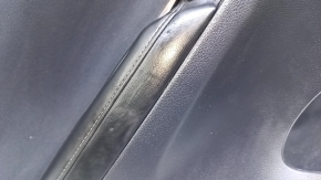 Door trim card rear left Nissan Sentra 13-19 black with black insert cloth, armrest black leather, scuffs, bumps