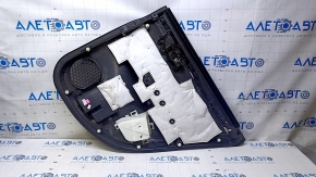 Door trim card rear left Nissan Sentra 13-19 black with black insert cloth, armrest black leather, scuffs, bumps