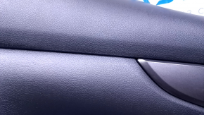 Door trim card rear left Nissan Rogue Sport 17-19 black with black insert plastic, armrest black leather, molding graphite structure, handle black matte, scuffs, scratches, dents