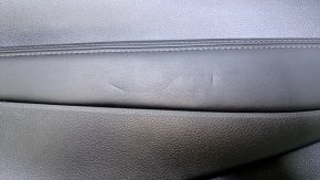 Door trim card rear left Nissan Rogue Sport 17-19 black with black insert plastic, armrest black leather, molding graphite structure, handle black matte, scuffs, scratches, dents