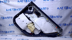 Door trim card rear left Toyota Avalon 13-18 beige with beige insert leather, armrest brown leather, scuffs, scratches, bumps