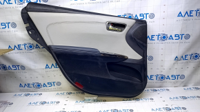 Door trim card rear left Toyota Avalon 13-18 black with gray insert leather, armrest dark gray leather, dent, scratches, scuffs