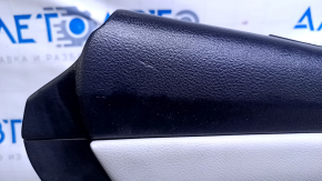 Door trim card rear left Toyota Avalon 13-18 black with gray insert leather, armrest dark gray leather, dent, scratches, scuffs
