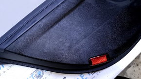 Door trim card rear left Toyota Avalon 13-18 black with gray insert leather, armrest dark gray leather, dent, scratches, scuffs