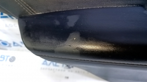 Door trim card rear left Toyota Avalon 13-18 black with black insert leather, armrest black leather, scratches, abrasions, pokes, scuffs