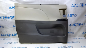 Door trim card rear left Toyota Sienna 11-14 beige with beige insert plastic, with curtain, scratches, abrasions