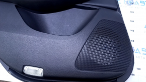 Door trim card rear left Infiniti QX50 19- black with black insert leather, armrest leather, BOSE, molding gray gloss, bumps, dents, scratches