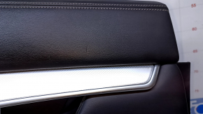 Door trim card rear left Infiniti QX50 19- black with black insert leather, armrest black leather, molding gray structure, bumps, dents, scuffs, abrasions, scratches