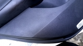 Door trim card rear left Infiniti QX50 19- black with black insert leather, armrest black leather, molding gray structure, bumps, dents, scuffs, abrasions, scratches