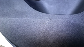Door trim card rear left Infiniti QX50 19- black with black insert leather, armrest black leather, molding gray structure, bumps, dents, scuffs, abrasions, scratches