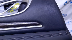 Door trim card rear left Infiniti JX35 QX60 16-20 black with black insert leather, armrest black leather, molding gray gloss, scratches, abrasions, dents