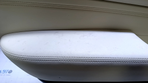 Door trim card rear left Infiniti JX35 QX60 13- black with beige insert leather, armrest beige leather, molding gray gloss, scratches, abrasions, dents, bumps, for dry cleaning
