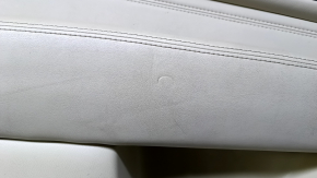 Door trim card rear left Infiniti JX35 QX60 13- beige with beige insert leather, armrest beige leather, molding dark wood gloss, under the tweeter, dents, abrasions, scratches, whitened plastic, under