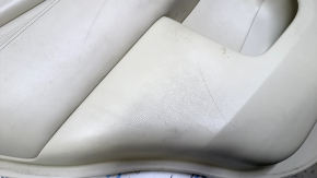 Door trim card rear left Infiniti JX35 QX60 13- beige with beige insert leather, armrest beige leather, molding dark wood gloss, under the tweeter, dents, abrasions, scratches, whitened plastic, under