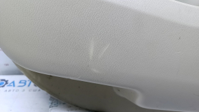 Door trim card rear left Infiniti JX35 QX60 13- beige with beige insert leather, armrest beige leather, molding dark wood gloss, dents, abrasions, scratches, whitened plastic, pokes