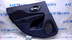 Door trim card rear left Jeep Cherokee KL 14-18 black with black insert cloth, armrest black leather, molding dark wood, scratches, dents, abrasions