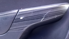 Door trim card rear left Jeep Cherokee KL 14-18 black with black insert cloth, armrest black leather, molding dark wood, scratches, dents, abrasions
