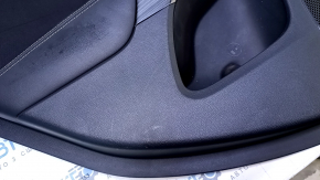 Door trim card rear left Jeep Cherokee KL 14-18 black with black insert cloth, armrest black leather, molding dark wood, scratches, dents, abrasions