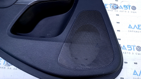 Door trim card rear left Jeep Cherokee KL 14-18 black with black insert cloth, armrest black leather, molding dark wood, scratches, dents, abrasions