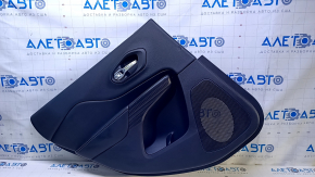 Door trim card rear left Jeep Cherokee KL 14-18 black with black insert leather, armrest black leather, molding dark wood, scratches, abrasions, dents