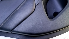 Door trim card rear left Jeep Cherokee KL 14-18 black with black insert leather, armrest black leather, molding dark wood, scratches, abrasions, dents