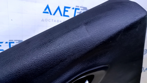 Door trim card rear left Jeep Cherokee KL 14-18 black with black insert cloth, armrest black leather, molding dark wood, scratches, dents, abrasions, bumps