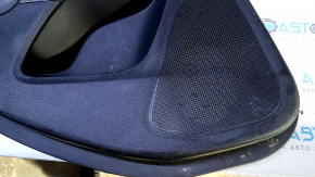 Door trim card rear left Jeep Cherokee KL 14-18 black with black insert cloth, armrest black leather, molding dark wood, scratches, dents, abrasions, bumps