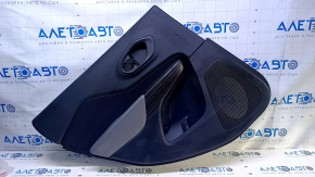 Door trim card rear left Jeep Cherokee KL 14-18 black with black insert cloth, armrest gray leather, molding dark wood, scratches, dents, abrasions, pokes