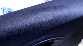Door trim card rear left Jeep Cherokee KL 14-18 black with black insert cloth, armrest gray leather, molding dark wood, scratches, dents, abrasions, pokes