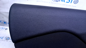 Door trim card rear left Jeep Cherokee KL 14-18 black with black insert cloth, armrest gray leather, molding dark wood, scratches, dents, abrasions, pokes