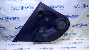 Door trim card rear left Nissan Versa 12-19 usa black with black insert plastic, armrest black plastic, under fur window lifter, scratches, abrasions, scuffs