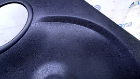Door trim card rear left Nissan Versa 12-19 usa black with black insert plastic, armrest black plastic, under fur window lifter, scratches, abrasions, scuffs