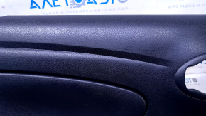 Door trim card rear left Nissan Versa 12-19 usa black with black insert plastic, armrest black plastic, under fur window lifter, scratches, abrasions, scuffs