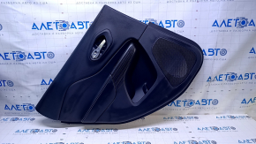 Door trim card rear left Jeep Cherokee KL 14-18 black with black insert leather, armrest black leather, molding dark wood, scratches, abrasions, dents, bumps