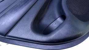 Door trim card rear left Jeep Grand Cherokee WK2 14-16 black with black insert leather, armrest black leather, white stitching, molding with chrome, under mat black wood, pokes, scuffs, scratches, scu