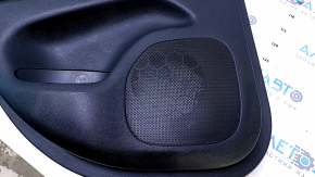Door trim card rear left Jeep Grand Cherokee WK2 14-16 black with black insert leather, armrest black leather, white stitching, molding with chrome, under mat black wood, pokes, scuffs, scratches, scu