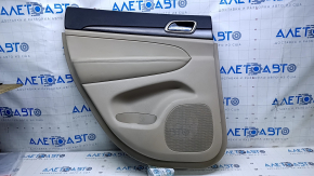 Door trim card rear left Jeep Grand Cherokee WK2 14-16 beige with beige insert leather, armrest beige leather, molding dark wood structure, scratches, abrasions, scuffs, dents