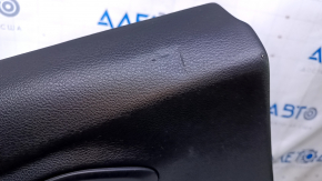 Door trim card rear left Jeep Cherokee KL 14-18 black with beige insert leather, armrest black leather, molding dark wood, dents, scuffs, scratches, abrasions