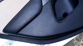 Door trim card rear left Jeep Cherokee KL 14-18 black with beige insert leather, armrest black leather, molding dark wood, dents, scuffs, scratches, abrasions