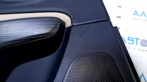 Door trim card rear left Jeep Cherokee KL 14-18 black with beige insert leather, armrest black leather, molding dark wood, dents, scuffs, scratches, abrasions