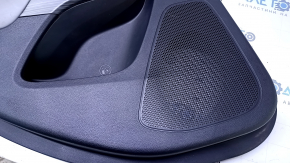 Door trim card rear left Jeep Cherokee KL 14-18 black with black insert leather, armrest gray leather, molding dark wood, scratches, abrasions, dents, bumps