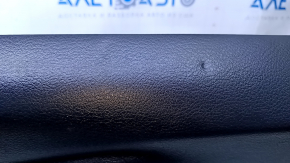 Door trim card rear left Jeep Cherokee KL 14-18 black with black insert cloth, armrest black leather, molding dark wood, scuffs, dents, abrasions, bumps