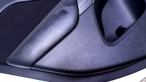 Door trim card rear left Jeep Cherokee KL 14-18 black with black insert cloth, armrest black leather, molding dark wood, scuffs, dents, abrasions, bumps