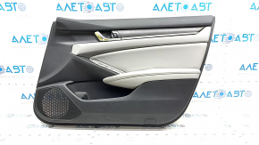 Door trim card front right Honda Accord 18-22 black with dark gray insert leather. armrest dark gray leather, molding under the tree, worn
