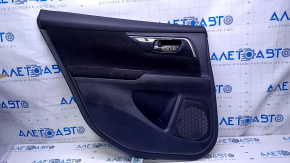 Door trim card rear left Nissan Altima 13-18 black with black insert cloth, armrest black cloth, molding black matte, scratches, dents, abrasions