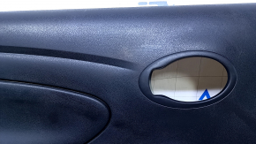 Door trim card rear left Nissan Versa 12-19 usa black with black insert plastic, armrest black plastic, under fur window lifter, scratches, abrasions