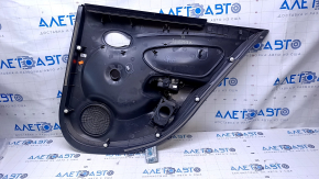 Door trim card rear left Nissan Versa 12-19 usa black with black insert plastic, armrest black plastic, under fur window lifter, scratches, abrasions
